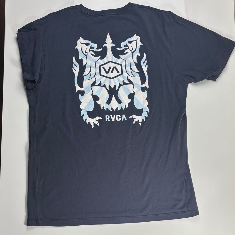 RVCA DOUBLE SIDED Men's Dark Blue Crest Graphic Tee